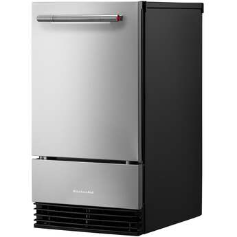 KitchenAid 18 Inch Freestanding/Built-In Undercounter Clear Ice Maker with 35 lbs. Ice Storage Capacity, Drop-Down Door, PrintShield™ Finish, Fully Flush Installation, Self-Cleaning Cycle, Filter-Ready, Built-In Drain Pump System, and Max Ice: PrintShield™ Stainless Steel — thumbnail 9